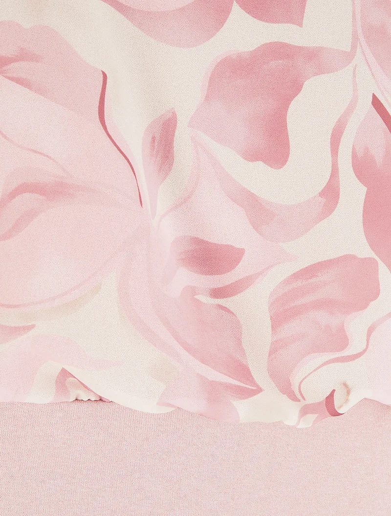 Top droit manches courtes imprimé floral - Rose