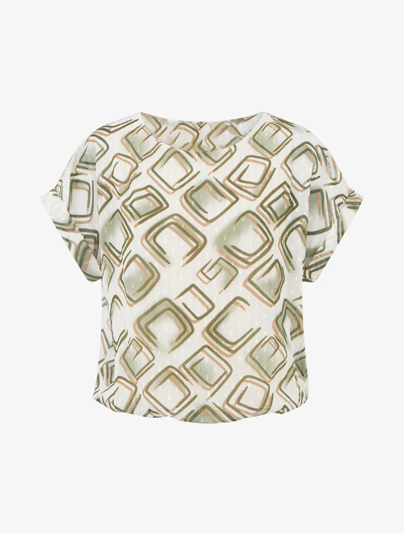 Top boule manches courtes à motifs graphiques - Kaki