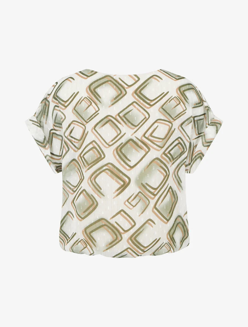Top boule manches courtes à motifs graphiques - Kaki