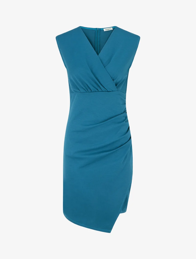 Robe sans manches unie style portefeuille - Bleu canard