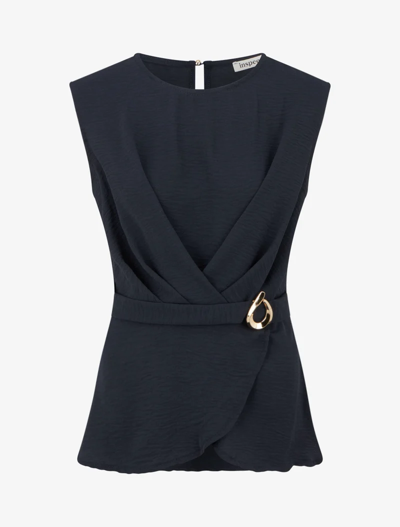 Top cintré à boucle décorative - Bleu nuit