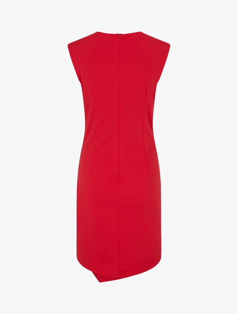 Robe sans manches unie style portefeuille - Rouge