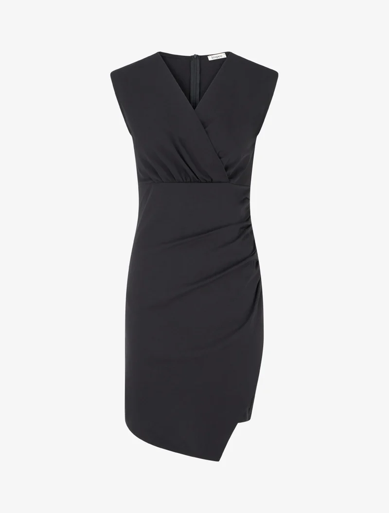 Robe sans manches unie style portefeuille - Noir