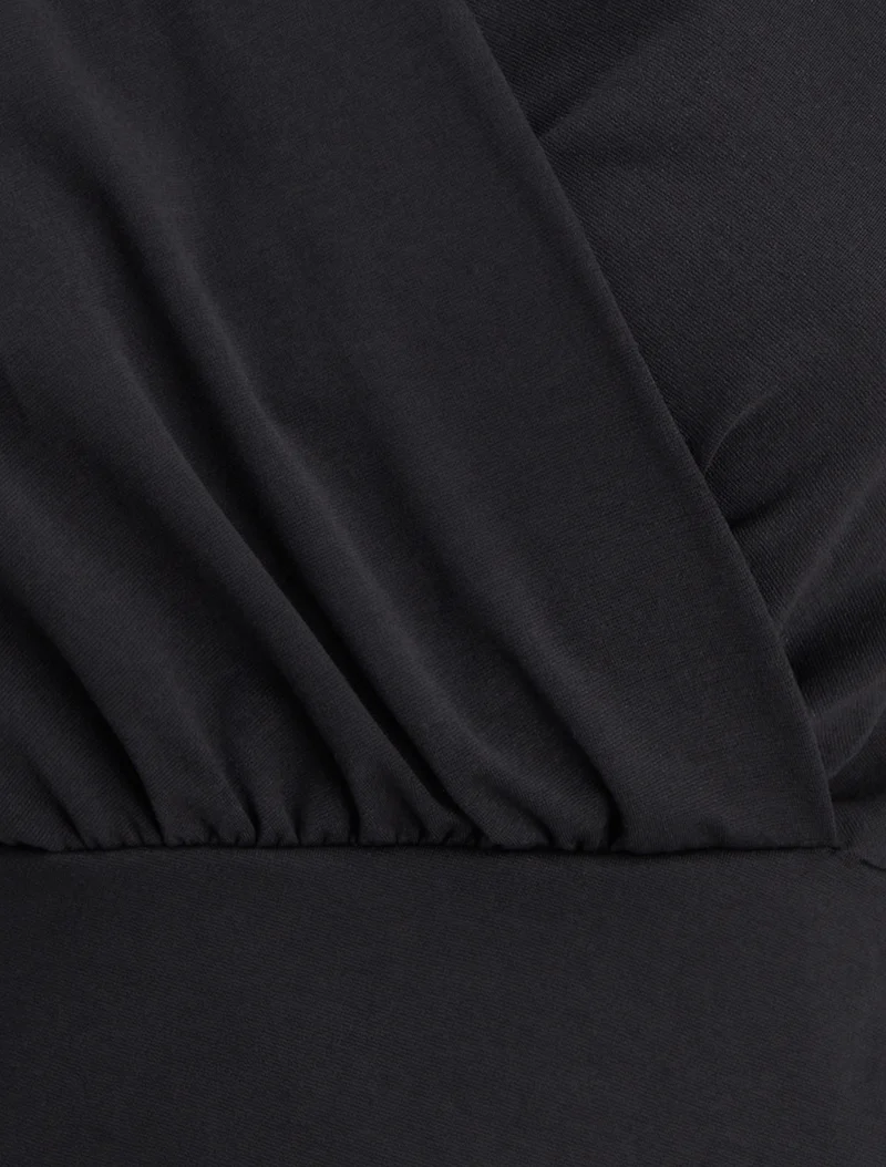 Robe sans manches unie style portefeuille - Noir