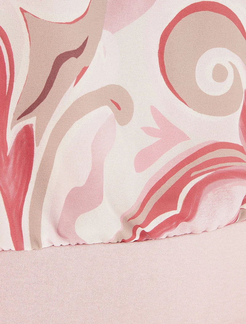 Top droit manches courtes imprimé arabesque - Rose