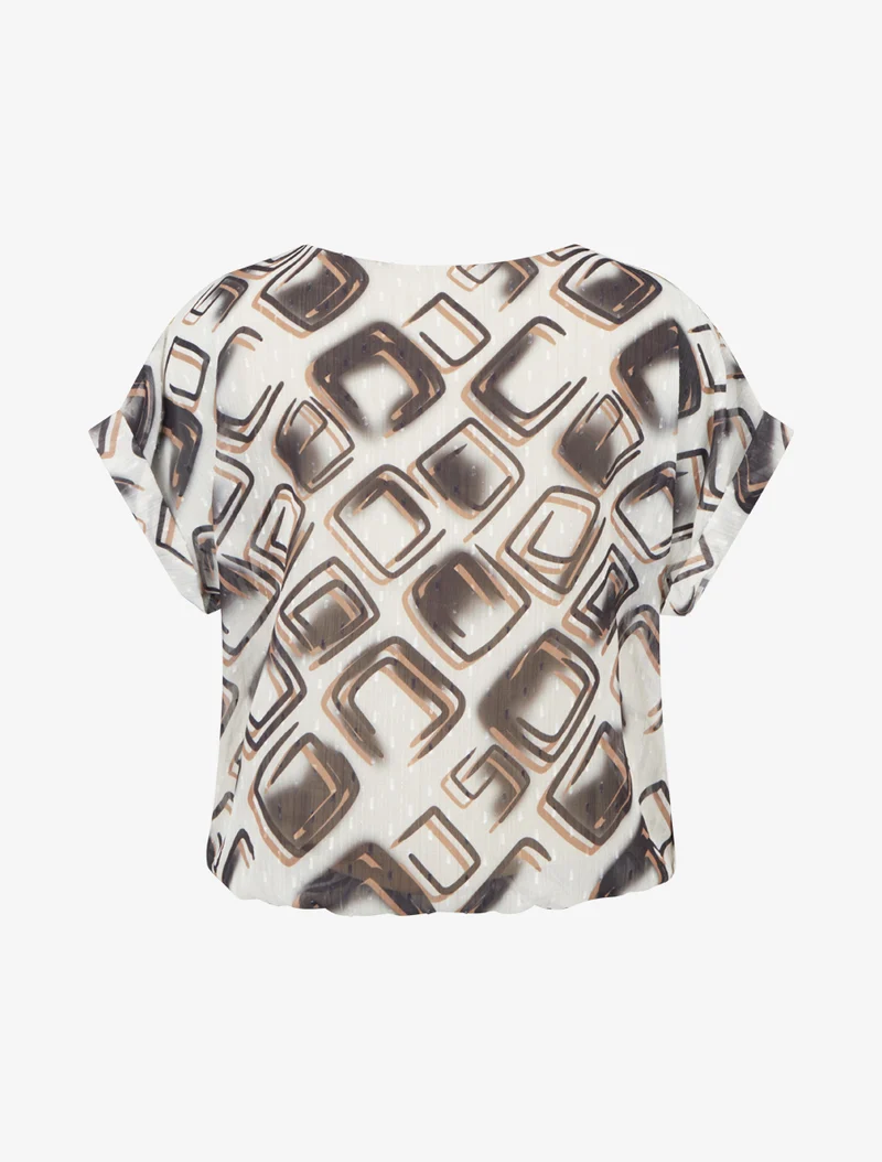 Top boule manches courtes à motifs graphiques - Noir