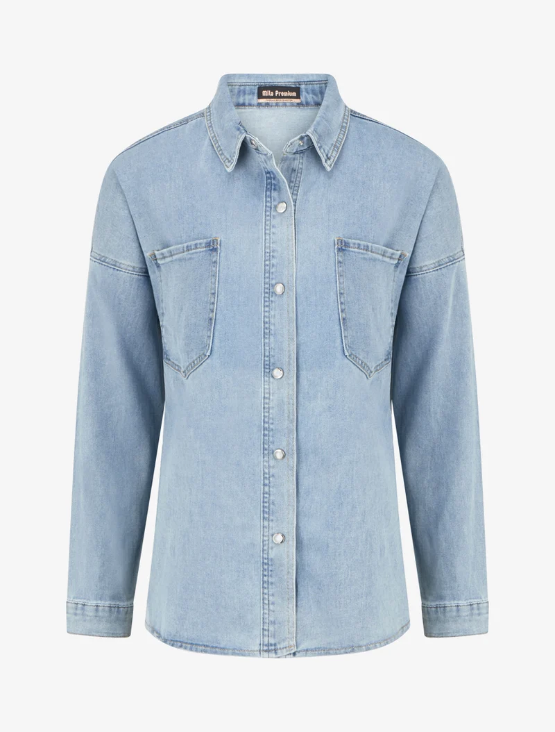 Chemise en jean droite - Bleu clair