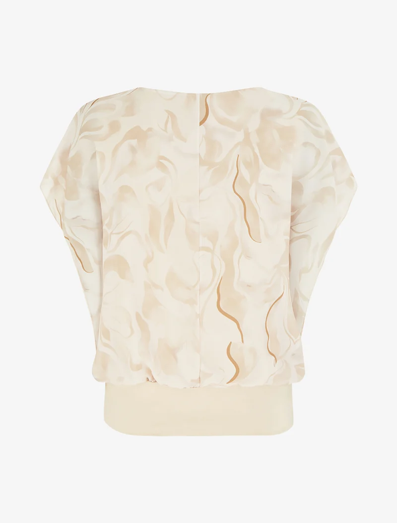 Top droit manches courtes imprimé floral - Beige