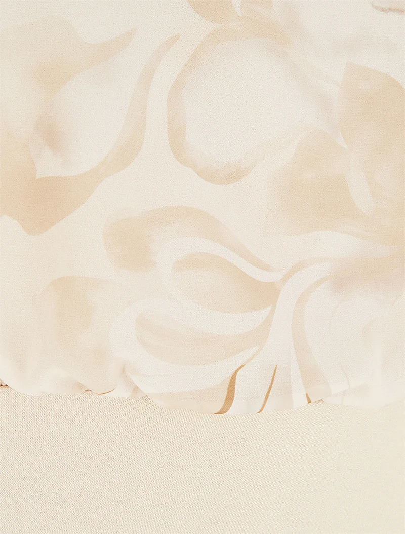 Top droit manches courtes imprimé floral - Beige