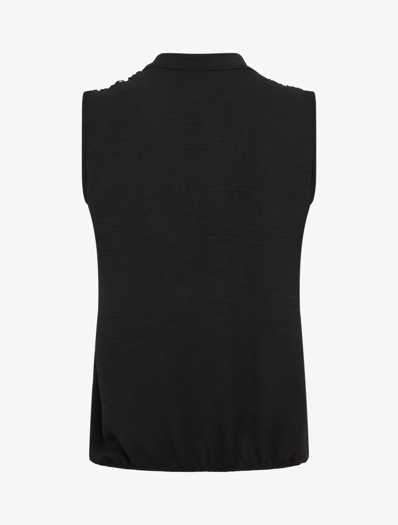Top sans manches à détail brodé - Noir
