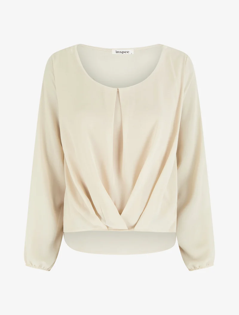 Blouse en voile à effet drapé - Beige