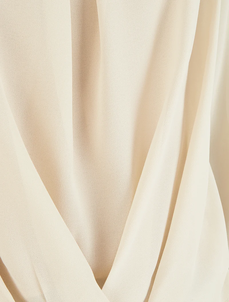 Blouse en voile à effet drapé - Beige