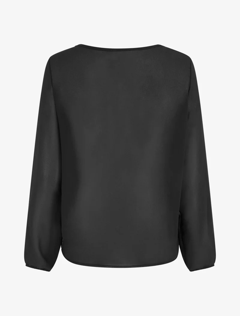 Blouse en voile à effet drapé - Noir