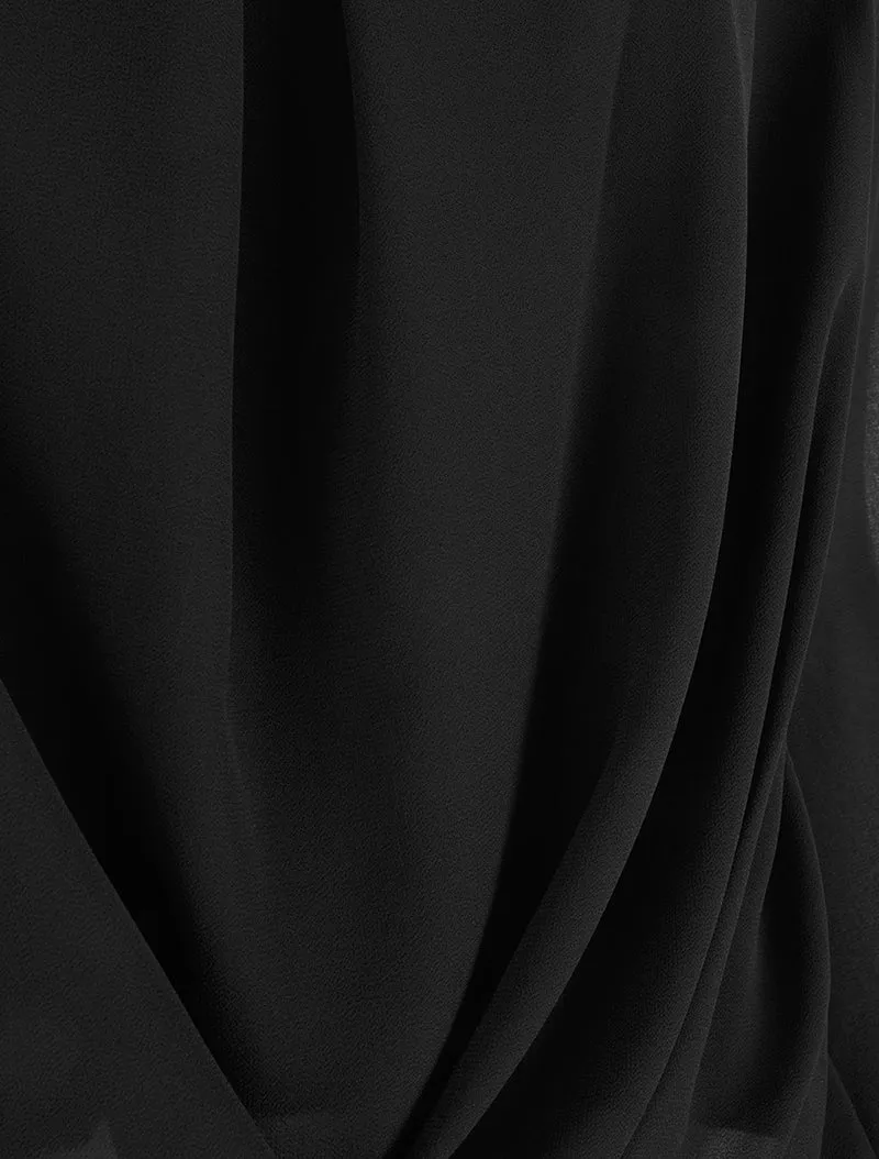 Blouse en voile à effet drapé - Noir