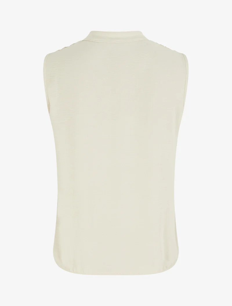 Top sans manches à détail brodé - Beige
