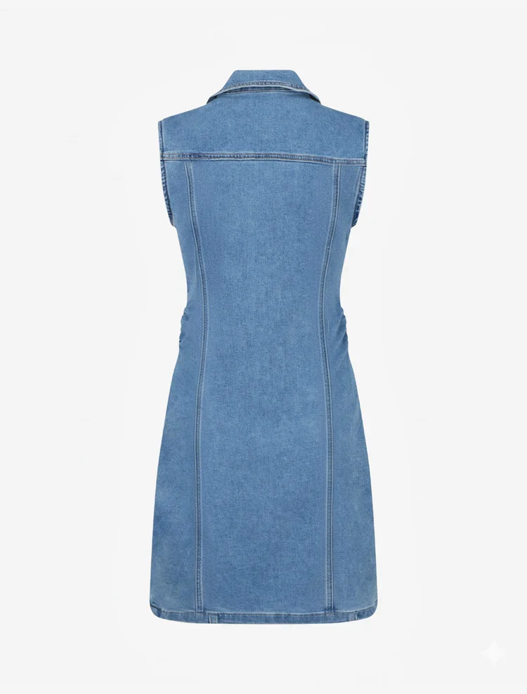 Robe en jean ajustée sans manches - Bleu
