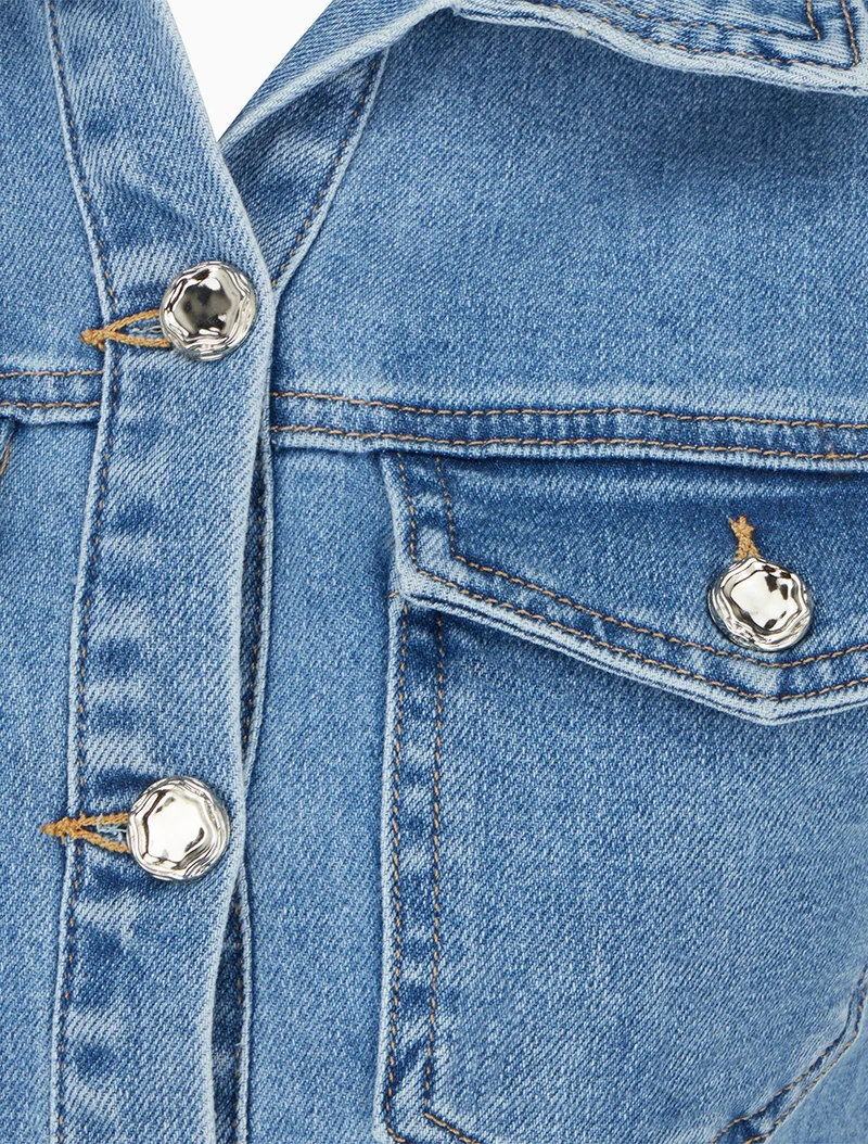 Robe en jean ajustée sans manches - Bleu