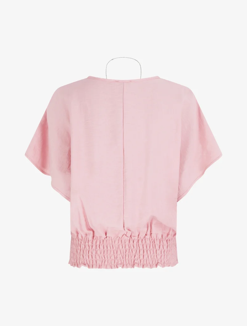 Top boule uni à manches courtes - Rose