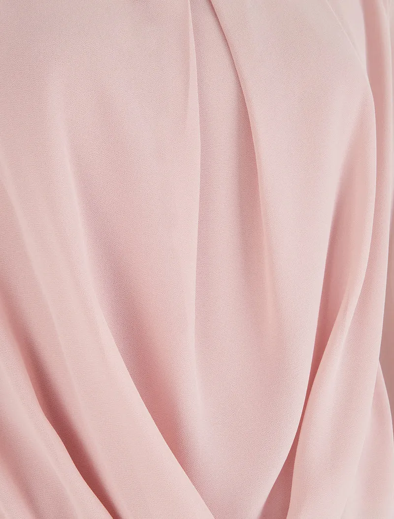 Blouse en voile à effet drapé - Rose