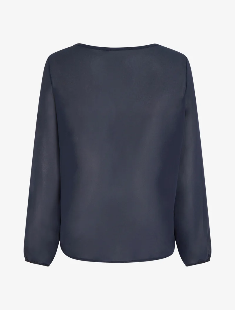 Blouse en voile à effet drapé - Marine
