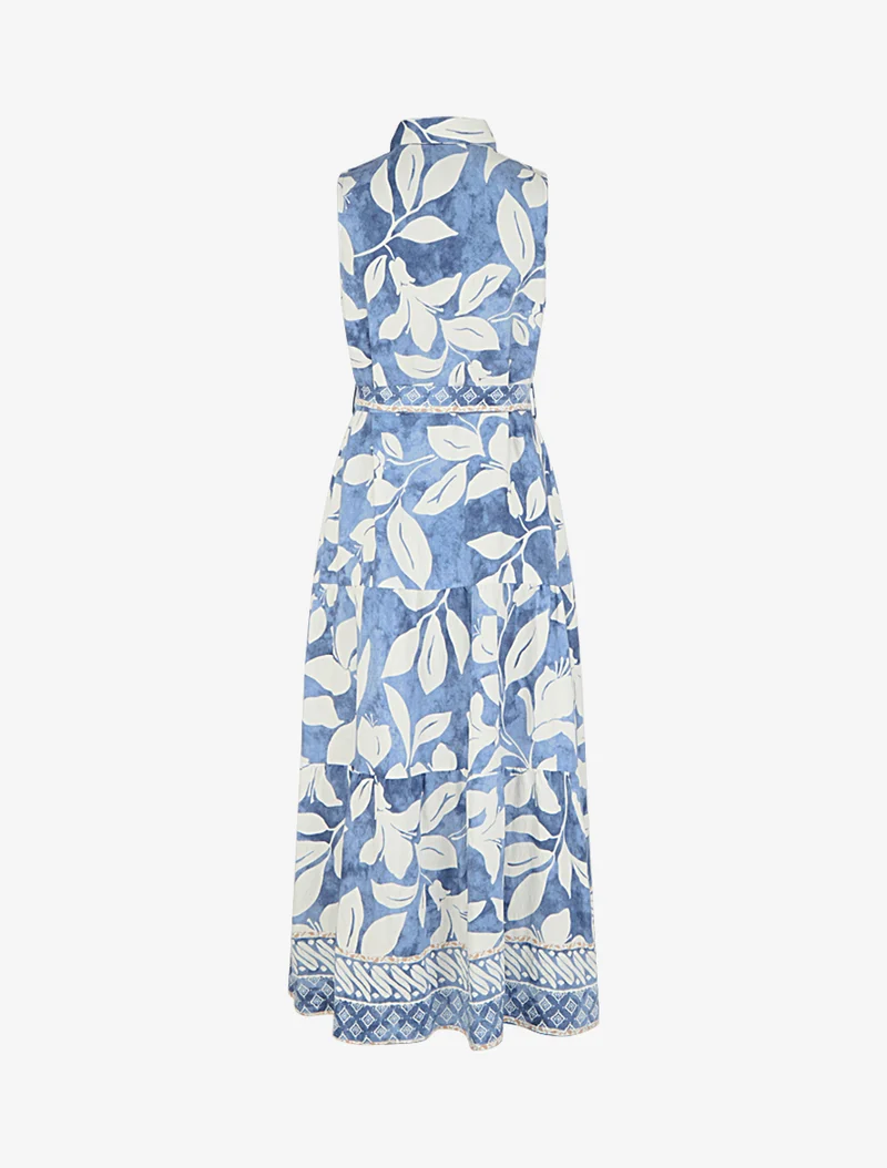 Robe chemise imprimé fleurs tropicales - Bleu clair