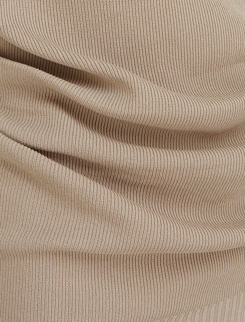 Top uni sans manches à col bénitier - Taupe
