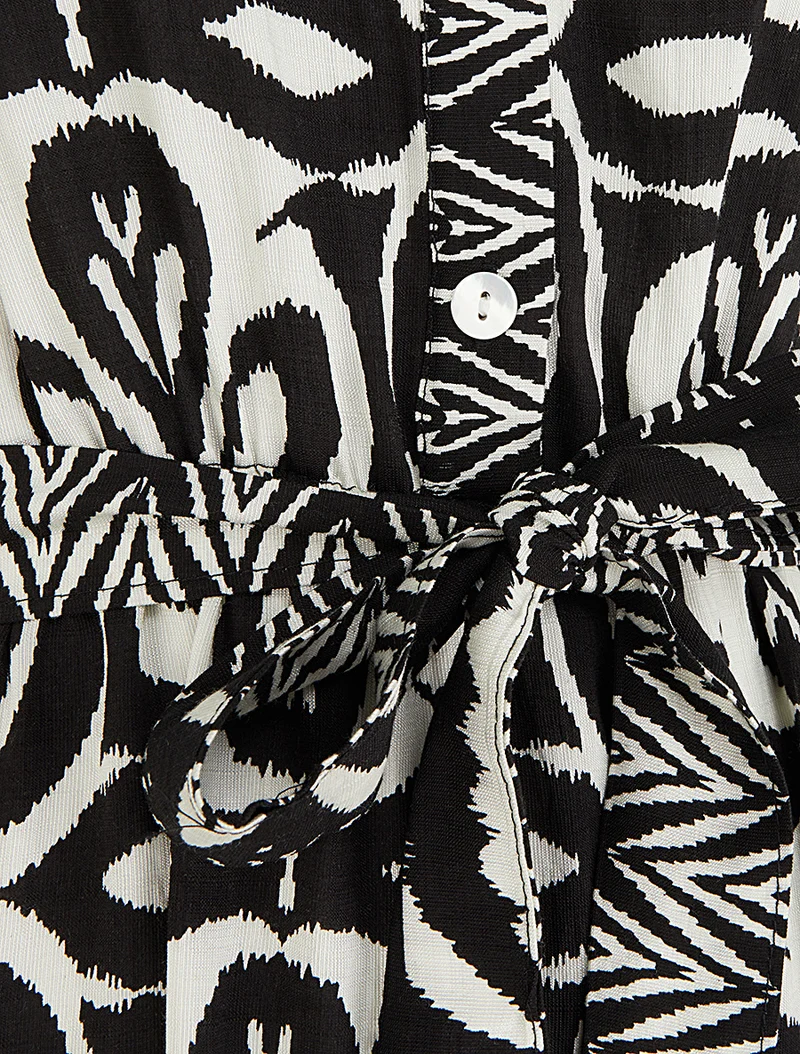 Robe longue graphique coupe évasée - Noir