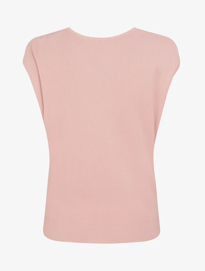 Top uni sans manches à col bénitier - Rose